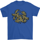 Valknut Symbol With Ravens Vikings Mens T-Shirt 100% Cotton Royal Blue
