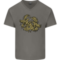 Valknut Symbol With Ravens Vikings Mens V-Neck Cotton T-Shirt Charcoal