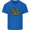 Valknut Symbol With Ravens Vikings Mens V-Neck Cotton T-Shirt Royal Blue