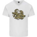 Valknut Symbol With Ravens Vikings Mens V-Neck Cotton T-Shirt White