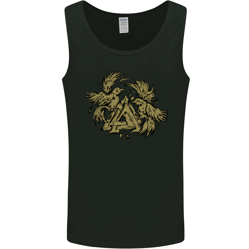 Valknut Symbol With Ravens Vikings Mens Vest Tank Top Black