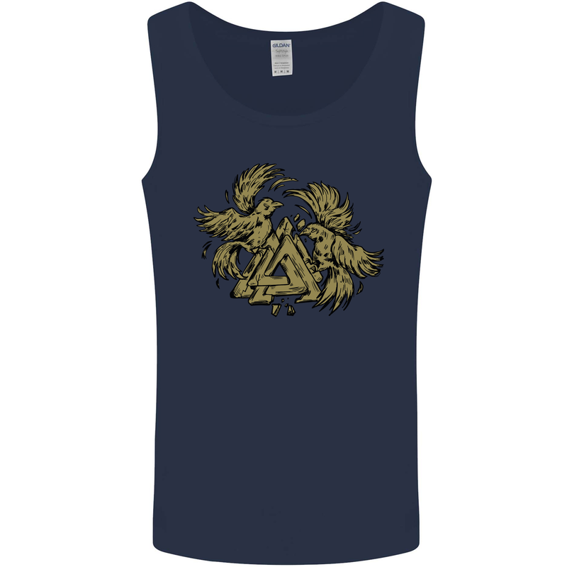 Valknut Symbol With Ravens Vikings Mens Vest Tank Top Navy Blue