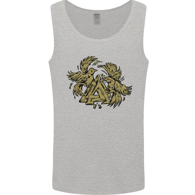 Valknut Symbol With Ravens Vikings Mens Vest Tank Top Sports Grey
