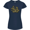 Valknut Symbol With Ravens Vikings Womens Petite Cut T-Shirt Navy Blue