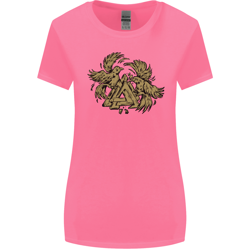 Valknut Symbol With Ravens Vikings Womens Wider Cut T-Shirt Azalea