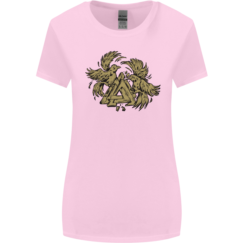 Valknut Symbol With Ravens Vikings Womens Wider Cut T-Shirt Light Pink