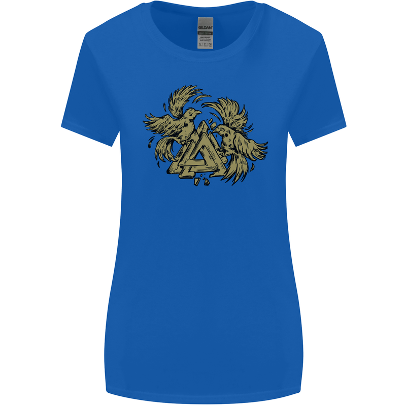 Valknut Symbol With Ravens Vikings Womens Wider Cut T-Shirt Royal Blue