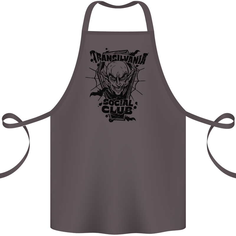Vampires Transilvania Social Club Halloween Cotton Apron 100% Organic Dark Grey