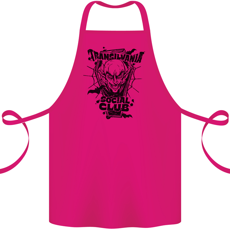 Vampires Transilvania Social Club Halloween Cotton Apron 100% Organic Pink