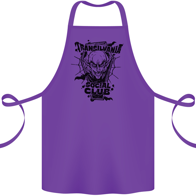 Vampires Transilvania Social Club Halloween Cotton Apron 100% Organic Purple