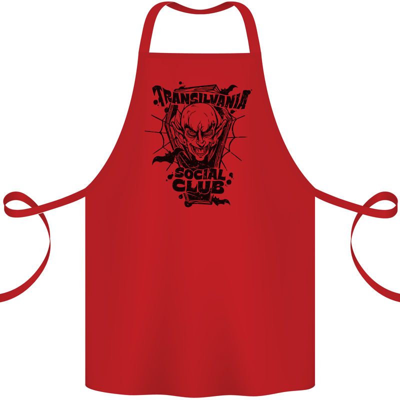 Vampires Transilvania Social Club Halloween Cotton Apron 100% Organic Red