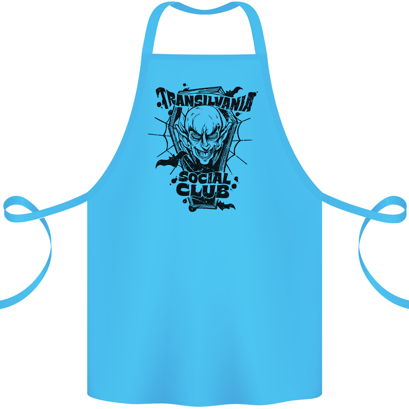 Vampires Transilvania Social Club Halloween Cotton Apron 100% Organic Turquoise