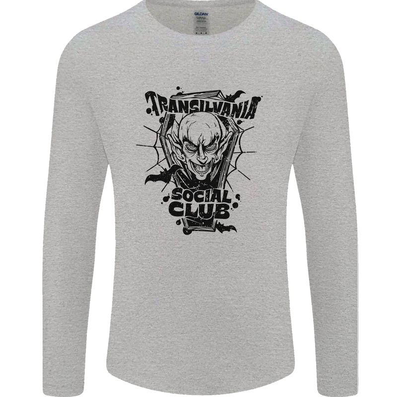 Vampires Transilvania Social Club Halloween Mens Long Sleeve T-Shirt Sports Grey