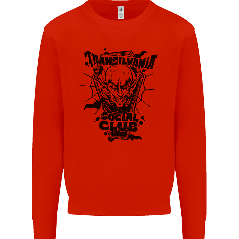 Vampires Transilvania Social Club Halloween Mens Sweatshirt Jumper Bright Red