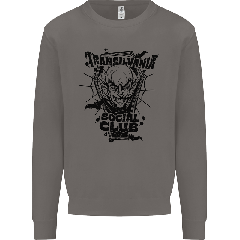 Vampires Transilvania Social Club Halloween Mens Sweatshirt Jumper Charcoal