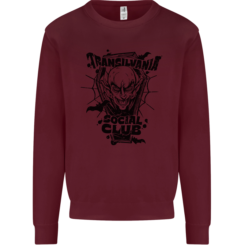 Vampires Transilvania Social Club Halloween Mens Sweatshirt Jumper Maroon