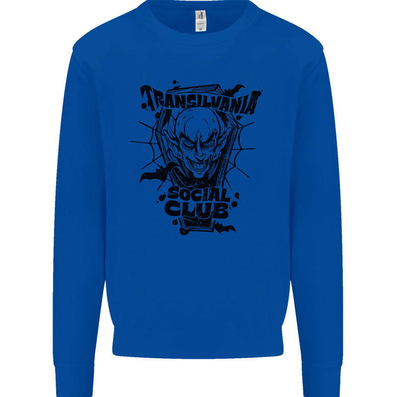 Vampires Transilvania Social Club Halloween Mens Sweatshirt Jumper Royal Blue