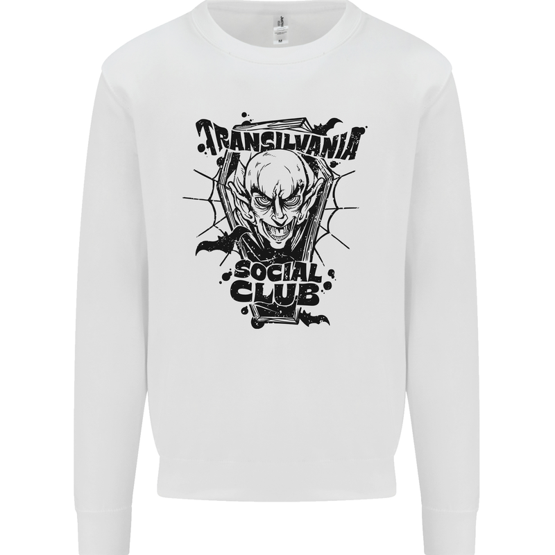 Vampires Transilvania Social Club Halloween Mens Sweatshirt Jumper White