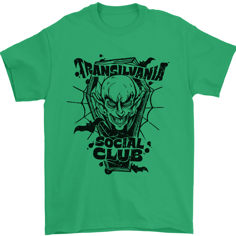 Vampires Transilvania Social Club Halloween Mens T-Shirt Cotton Gildan Irish Green