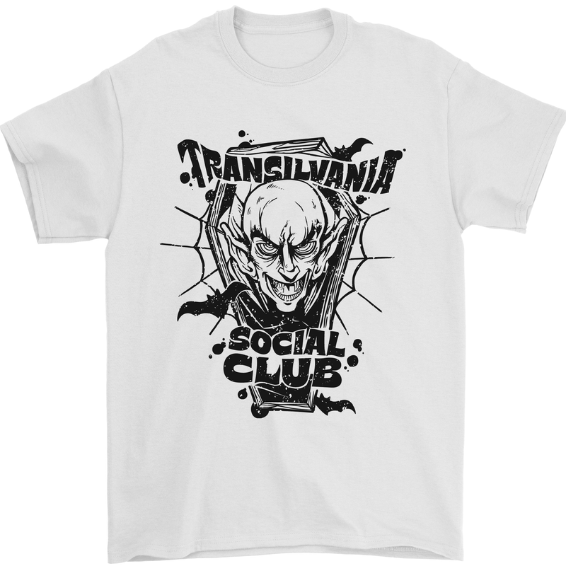 Vampires Transilvania Social Club Halloween Mens T-Shirt Cotton Gildan White