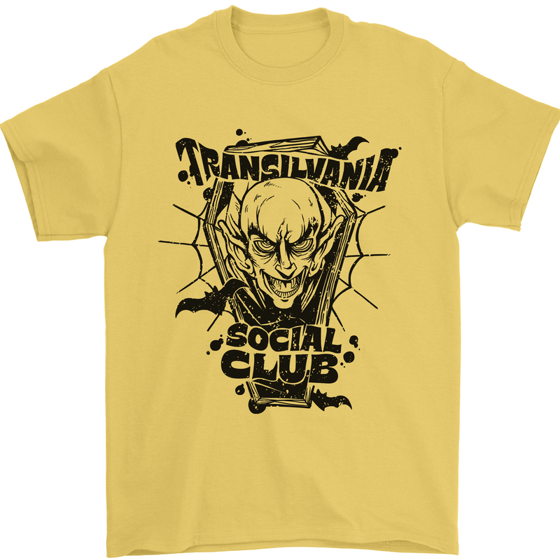 Vampires Transilvania Social Club Halloween Mens T-Shirt Cotton Gildan Yellow