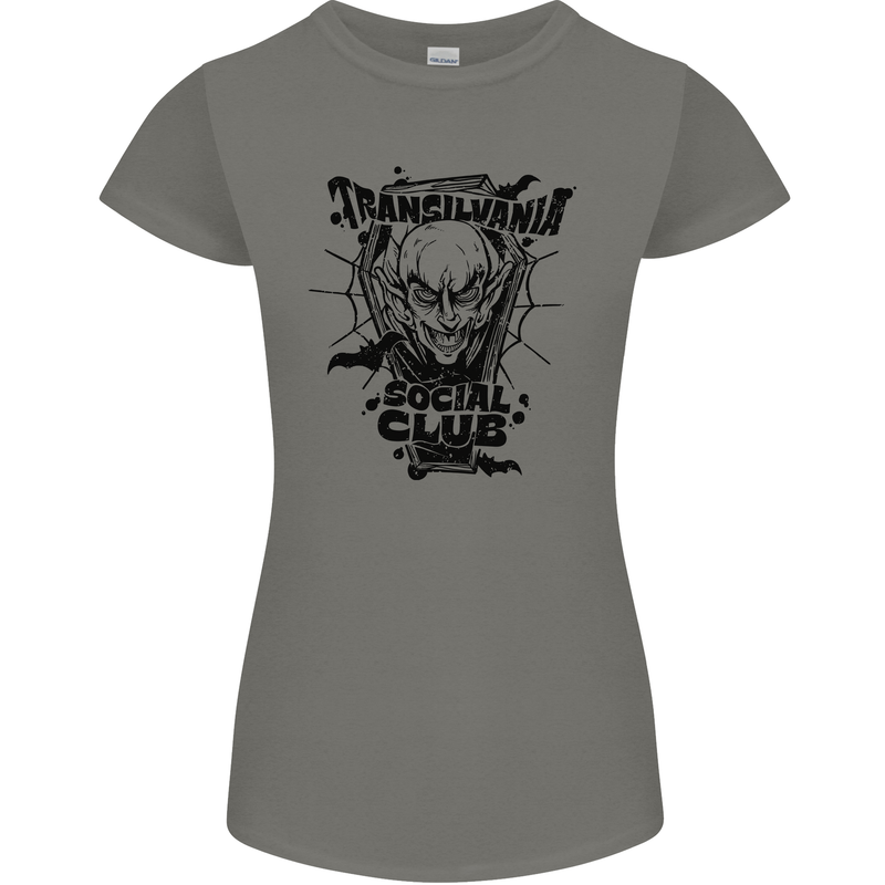 Vampires Transilvania Social Club Halloween Womens Petite Cut T-Shirt Charcoal