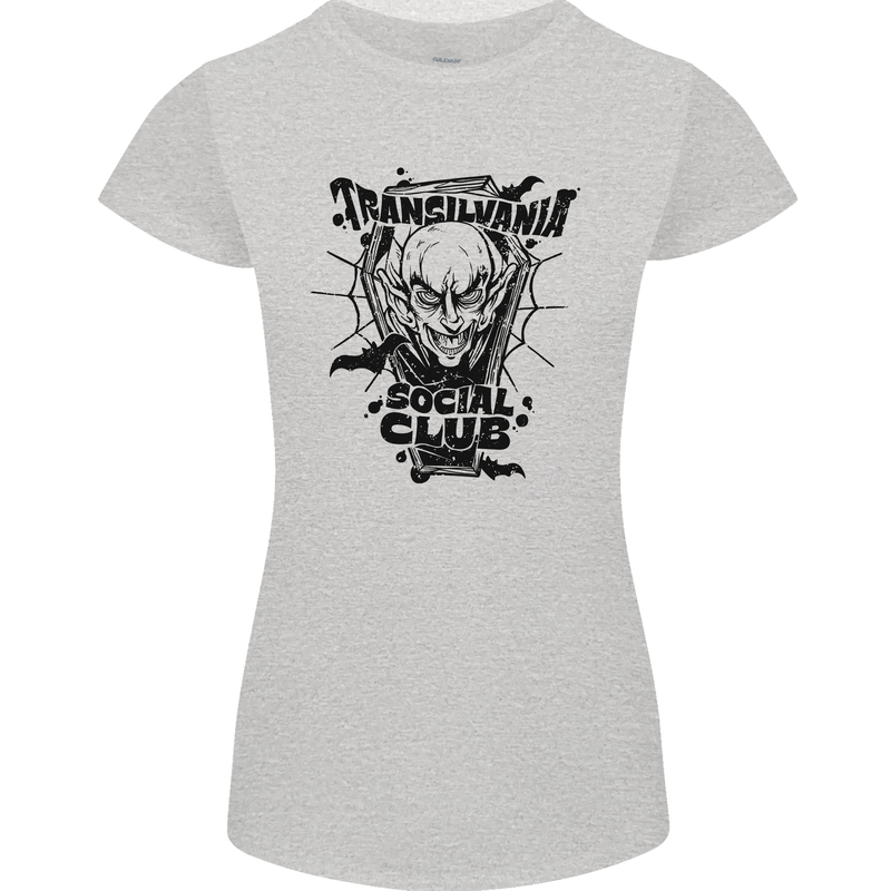 Vampires Transilvania Social Club Halloween Womens Petite Cut T-Shirt Sports Grey