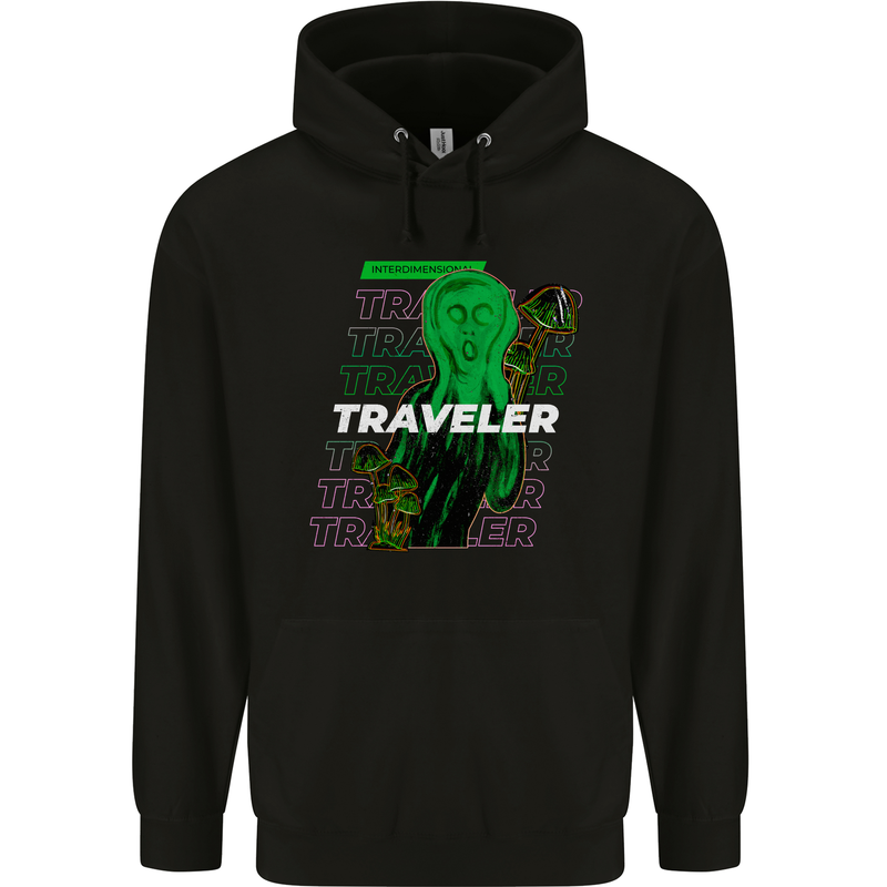 Van Gogh Alien Scream Art Magic Mushrooms Childrens Kids Hoodie Black