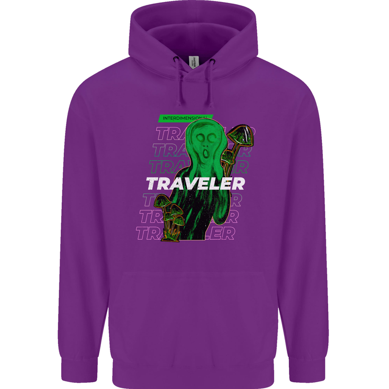 Van Gogh Alien Scream Art Magic Mushrooms Childrens Kids Hoodie Purple