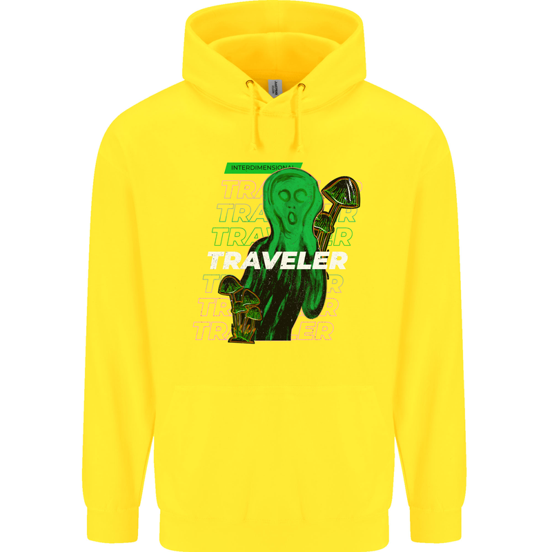 Van Gogh Alien Scream Art Magic Mushrooms Childrens Kids Hoodie Yellow