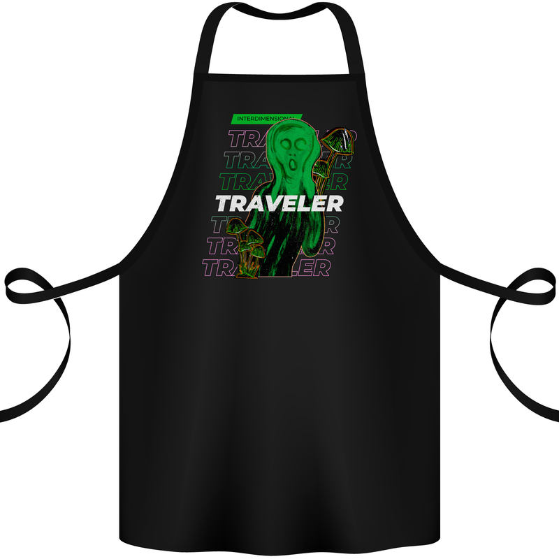 Van Gogh Alien Scream Art Magic Mushrooms Cotton Apron 100% Organic Black