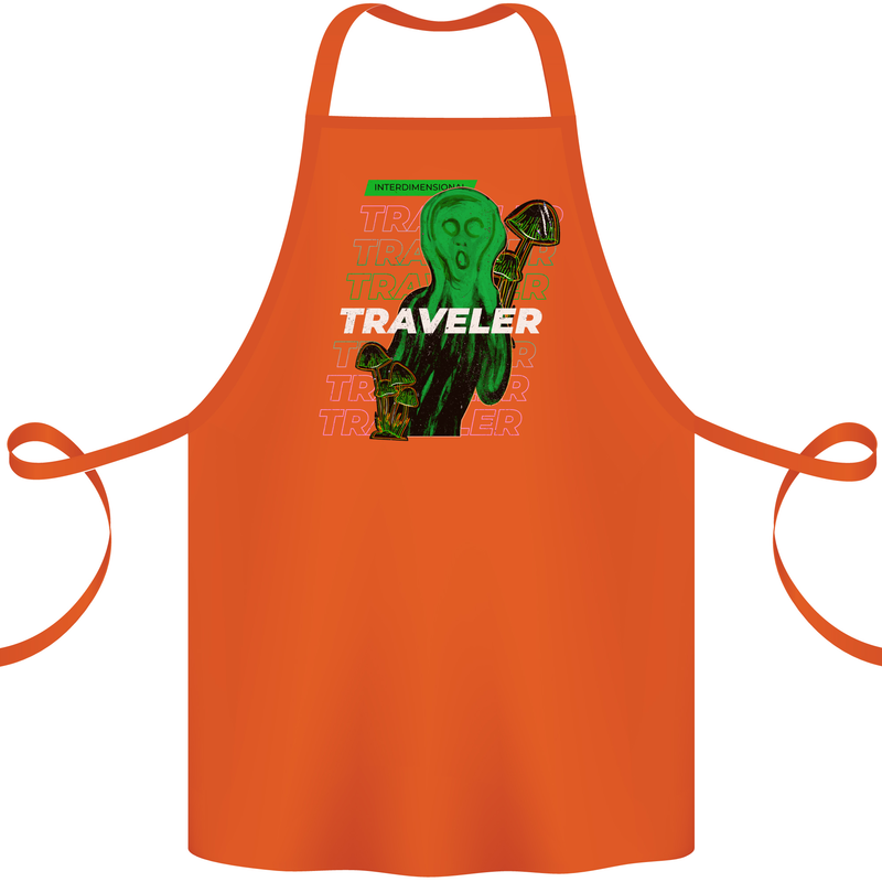 Van Gogh Alien Scream Art Magic Mushrooms Cotton Apron 100% Organic Orange