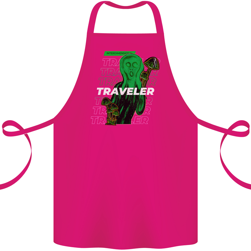 Van Gogh Alien Scream Art Magic Mushrooms Cotton Apron 100% Organic Pink