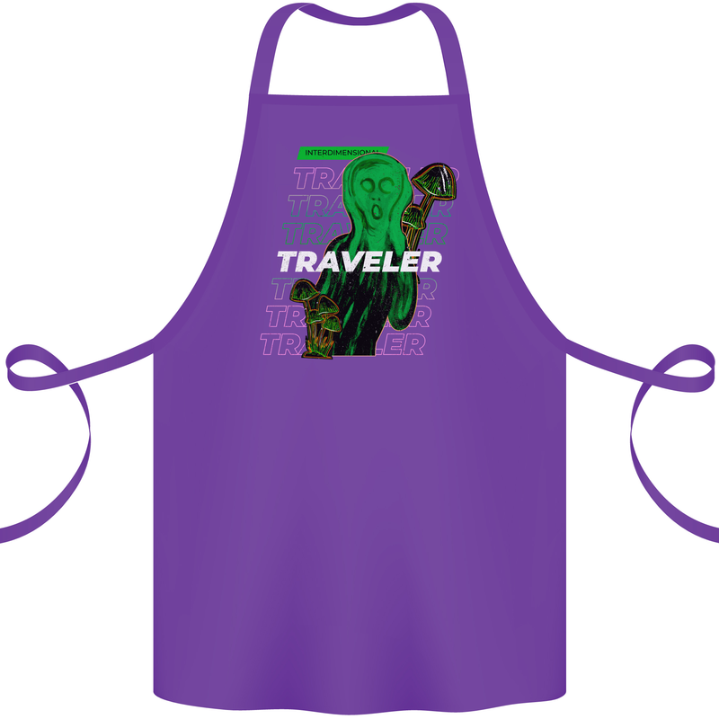 Van Gogh Alien Scream Art Magic Mushrooms Cotton Apron 100% Organic Purple