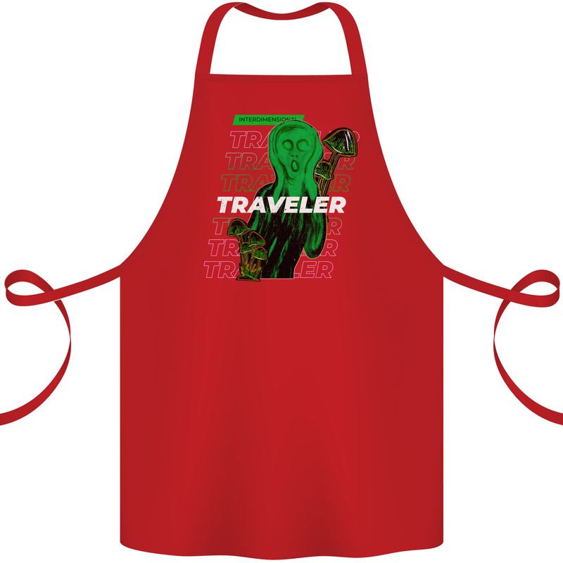 Van Gogh Alien Scream Art Magic Mushrooms Cotton Apron 100% Organic Red