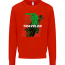 Van Gogh Alien Scream Art Magic Mushrooms Kids Sweatshirt Jumper Bright Red