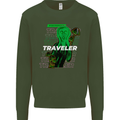 Van Gogh Alien Scream Art Magic Mushrooms Kids Sweatshirt Jumper Forest Green