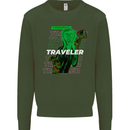 Van Gogh Alien Scream Art Magic Mushrooms Kids Sweatshirt Jumper Forest Green