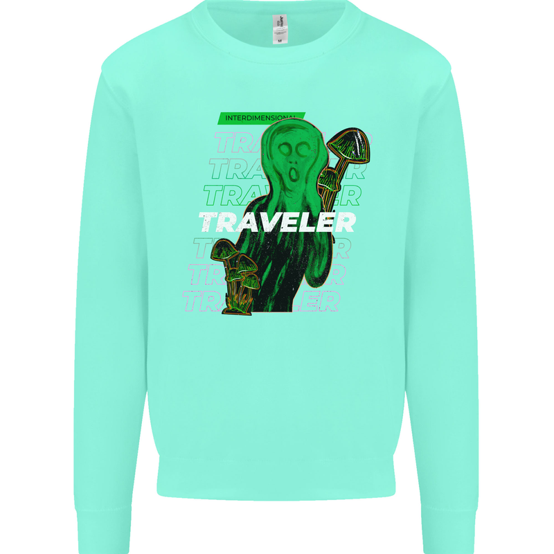 Van Gogh Alien Scream Art Magic Mushrooms Kids Sweatshirt Jumper Peppermint