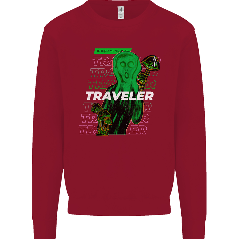 Van Gogh Alien Scream Art Magic Mushrooms Kids Sweatshirt Jumper Red