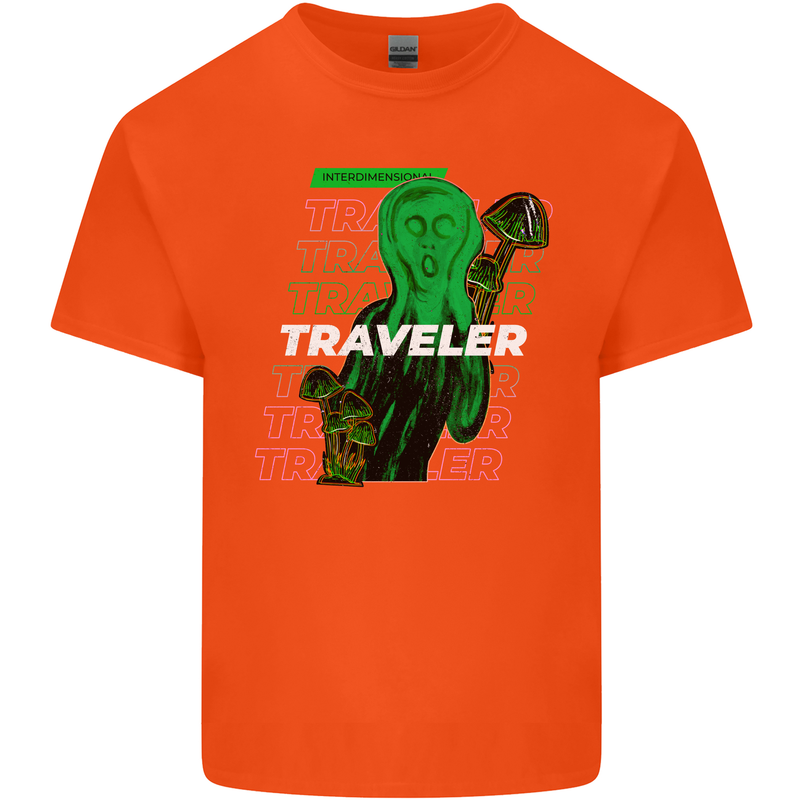 Van Gogh Alien Scream Art Magic Mushrooms Kids T-Shirt Childrens Orange