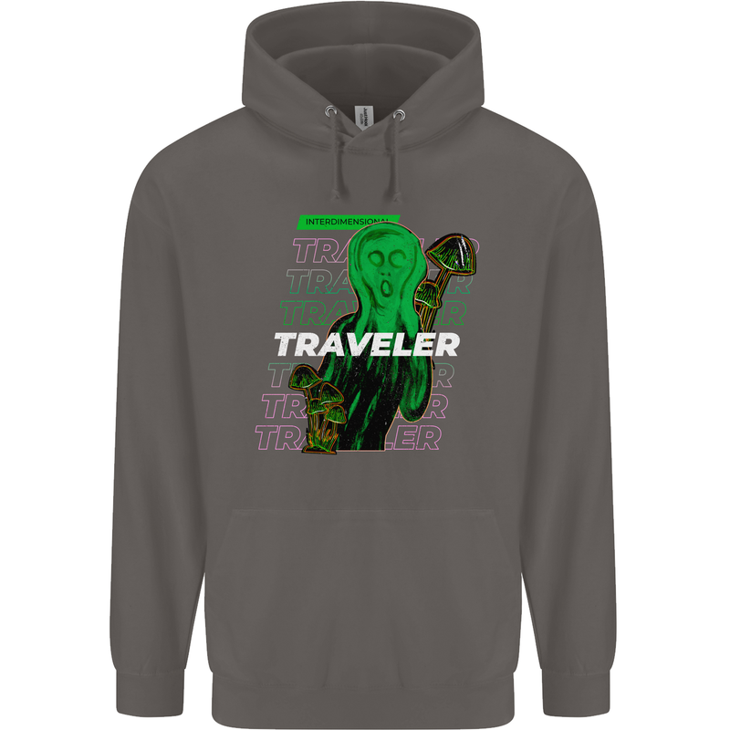 Van Gogh Alien Scream Art Magic Mushrooms Mens 80% Cotton Hoodie Charcoal