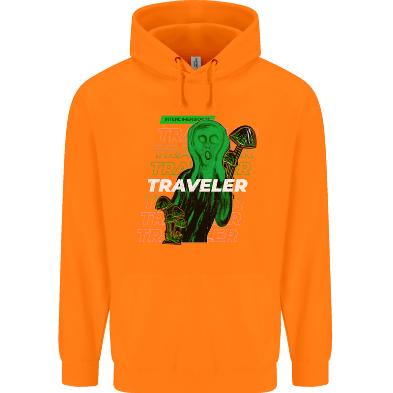 Van Gogh Alien Scream Art Magic Mushrooms Mens 80% Cotton Hoodie Orange