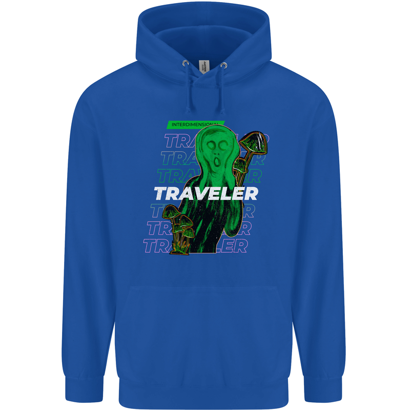 Van Gogh Alien Scream Art Magic Mushrooms Mens 80% Cotton Hoodie Royal Blue