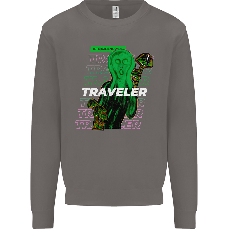 Van Gogh Alien Scream Art Magic Mushrooms Mens Sweatshirt Jumper Charcoal