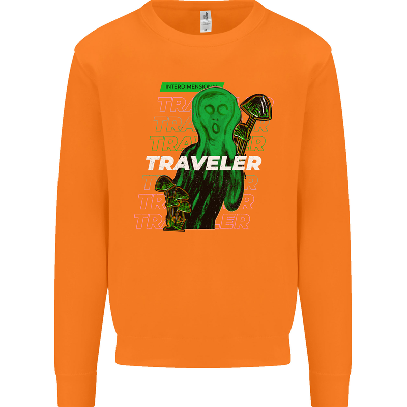 Van Gogh Alien Scream Art Magic Mushrooms Mens Sweatshirt Jumper Orange
