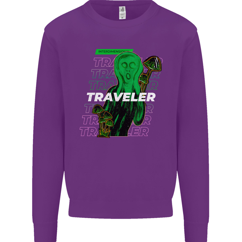 Van Gogh Alien Scream Art Magic Mushrooms Mens Sweatshirt Jumper Purple