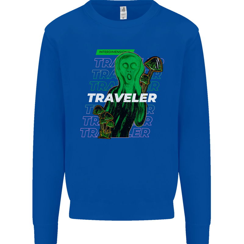 Van Gogh Alien Scream Art Magic Mushrooms Mens Sweatshirt Jumper Royal Blue
