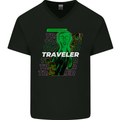 Van Gogh Alien Scream Art Magic Mushrooms Mens V-Neck Cotton T-Shirt Black