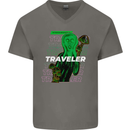 Van Gogh Alien Scream Art Magic Mushrooms Mens V-Neck Cotton T-Shirt Charcoal